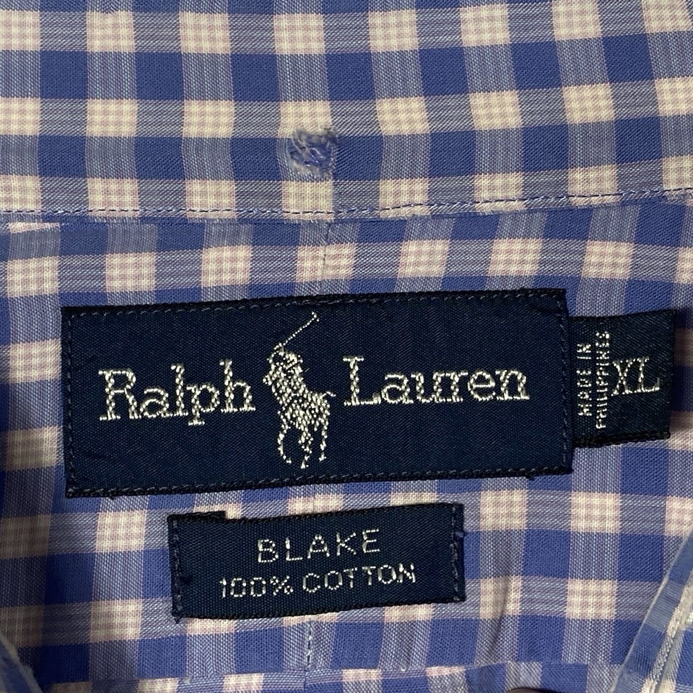 Polo Ralph Lauren Shirt Mens XL Blue Gingham Blake Cotton Short Sleeve Button Up - Picture 3 of 6